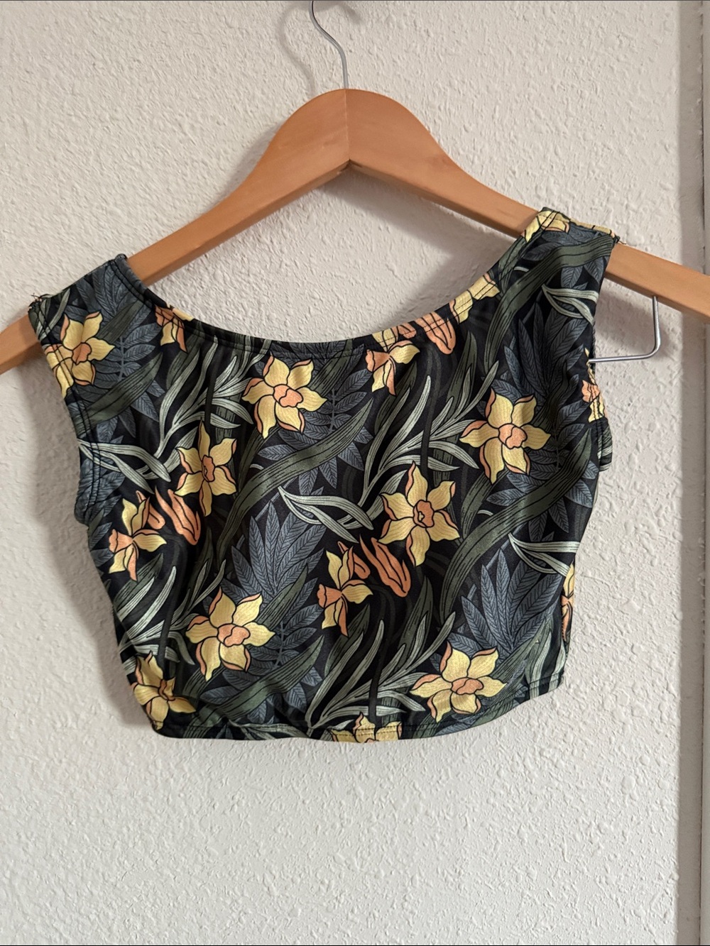 Women’s Floral Bikini Top in Black and Yellow